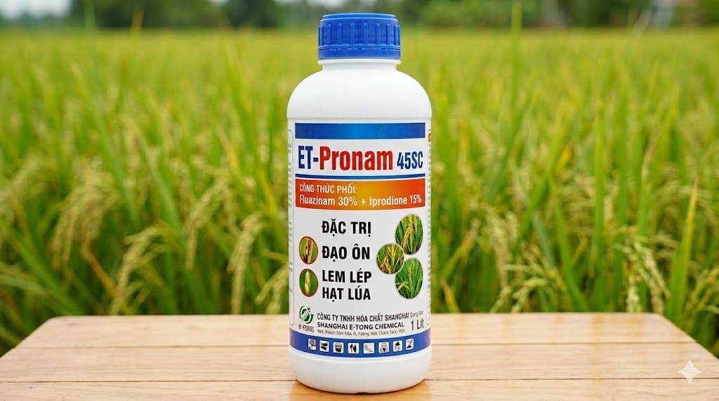 Công thức phối Fluazinam 30% + Iprodione 15% (ET-Pronam 45SC) )Trị Đạo Ôn Và Lem Lép Hạt Trên Lúa: Vì Sao “Đáng Tiền” Về Mặt Kỹ Thuật?